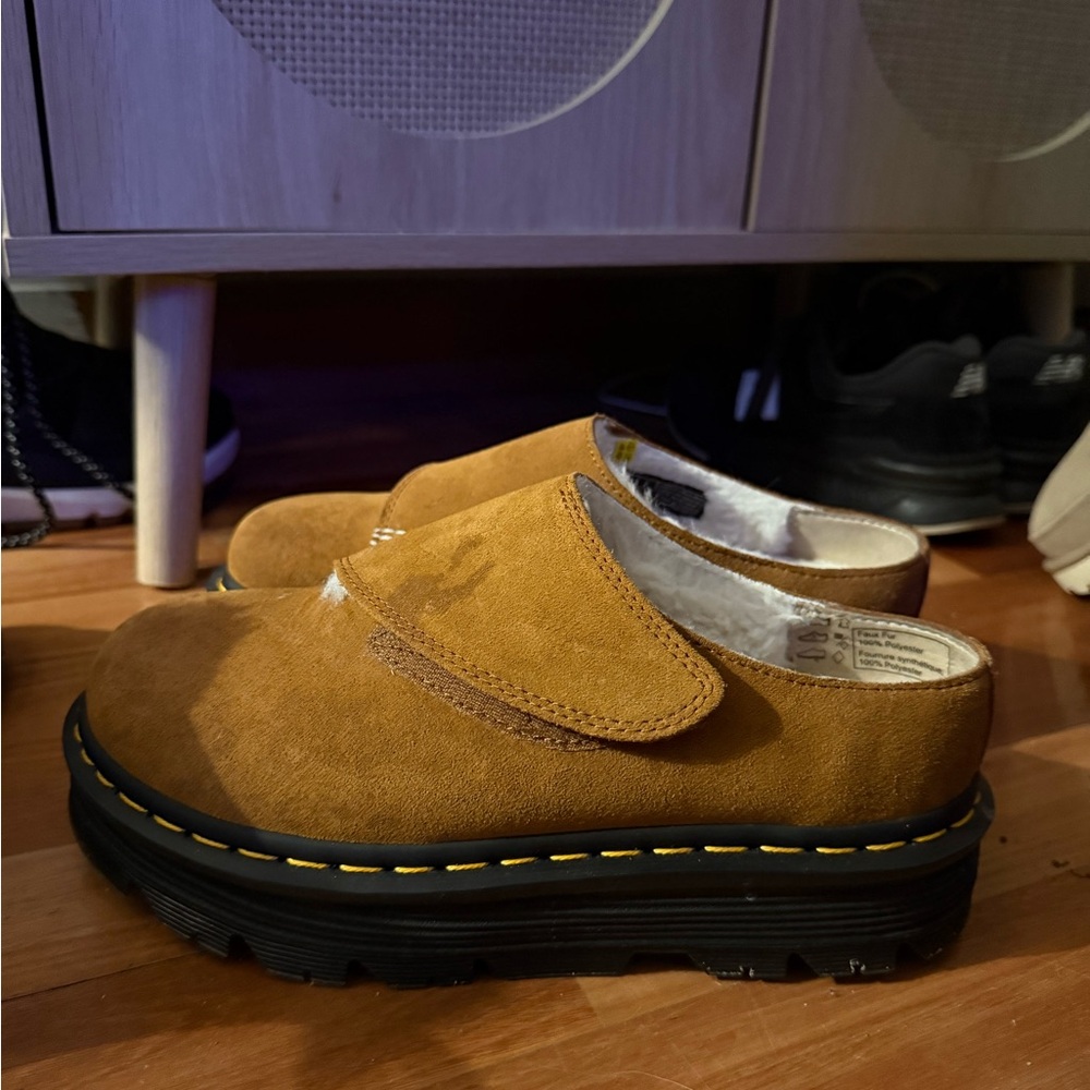 Dr. Martens Tan Suede Mules
